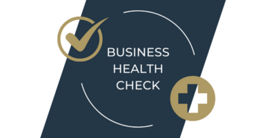 health check and health cross on a blue and white background