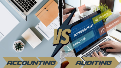 accounting vs audit image. calculator computer