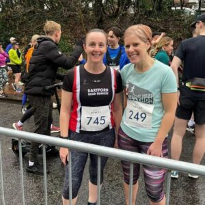 Two lady runners smiling