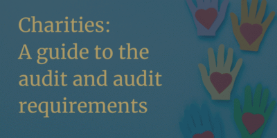 a photo with hand prints and hearts with the wording 'charities: a guide to the audit and audit requirements@